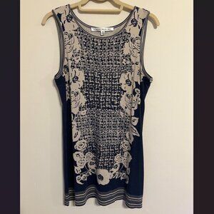 Max Studio Dark Blue Floral Sleeveless Mini Dress Women's Size XS